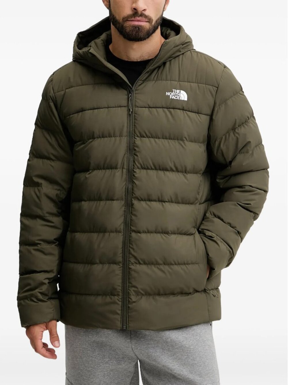 The North Face Men’s Aconcagua 3 Hoodie Down Puffer Jacket XXL Taupe Green